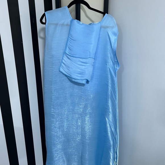 Elegant Blue Abaya Three Piece Set - Picture 3 of 6